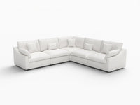 WJS Home 5 Piece Linen White V Shaped Sectionals 5 Seater_5