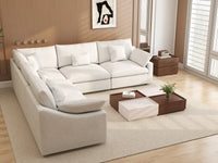 WJS Home 5 Piece Linen White V Shaped Sectionals 5 Seater_7