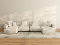 WJS Home 6 Piece Beige Corduroy U Shaped Sectionals 4 Seater_2