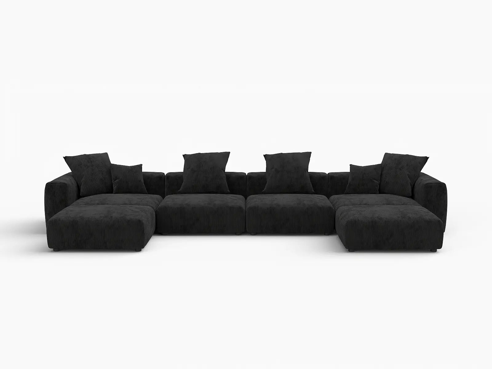 Matrix Modern Modular Sofas Covers | Black Corduroy Sofa Covers for 4-Seater With 2 Ottomans