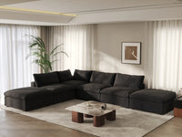 WJS Home 6 Piece Black Cotton and Linen L Shaped Sectionals 4 Seater_1