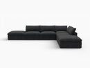Deluxe Premium Cloud Sectional Sofas Covers | Premium Cloud Cotton and Linen Black 4-Seater With 2 Ottomans Covers