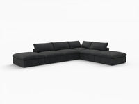 WJS Home 6 Piece Black Cotton and Linen L Shaped Sectionals 4 Seater_5