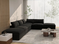 WJS Home 6 Piece Black Cotton and Linen L Shaped Sectionals 4 Seater_7