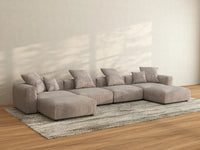 WJS Home 6 Piece Brown Corduroy U Shaped Sectionals 4 Seater_2