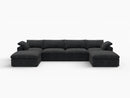 Deluxe Premium Cloud Sectional Sofas Covers | Premium Cloud Cotton and Linen Black 4-Seater With 2 Ottomans Covers