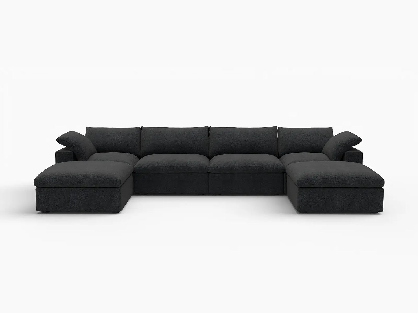 WJS Home 6 Piece Cotton and Linen Black U shaped Sectionals 160 Storage Ottoman 4 Seater_4