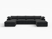 WJS Home 6 Piece Cotton and Linen Black U shaped Sectionals 160 Storage Ottoman 4 Seater_4