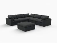 WJS Home 6 Piece Cotton and Linen Black V shaped Sectionals 160 Storage Ottoman 5 Seater_5