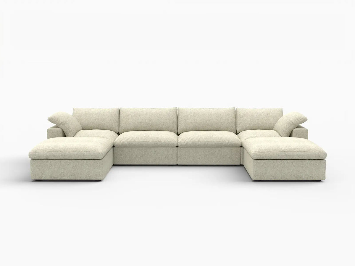 WJS Home 6 Piece Cotton and Linen Khaki U shaped Sectionals 160 Cloud Like Comfort 4 Seater_4