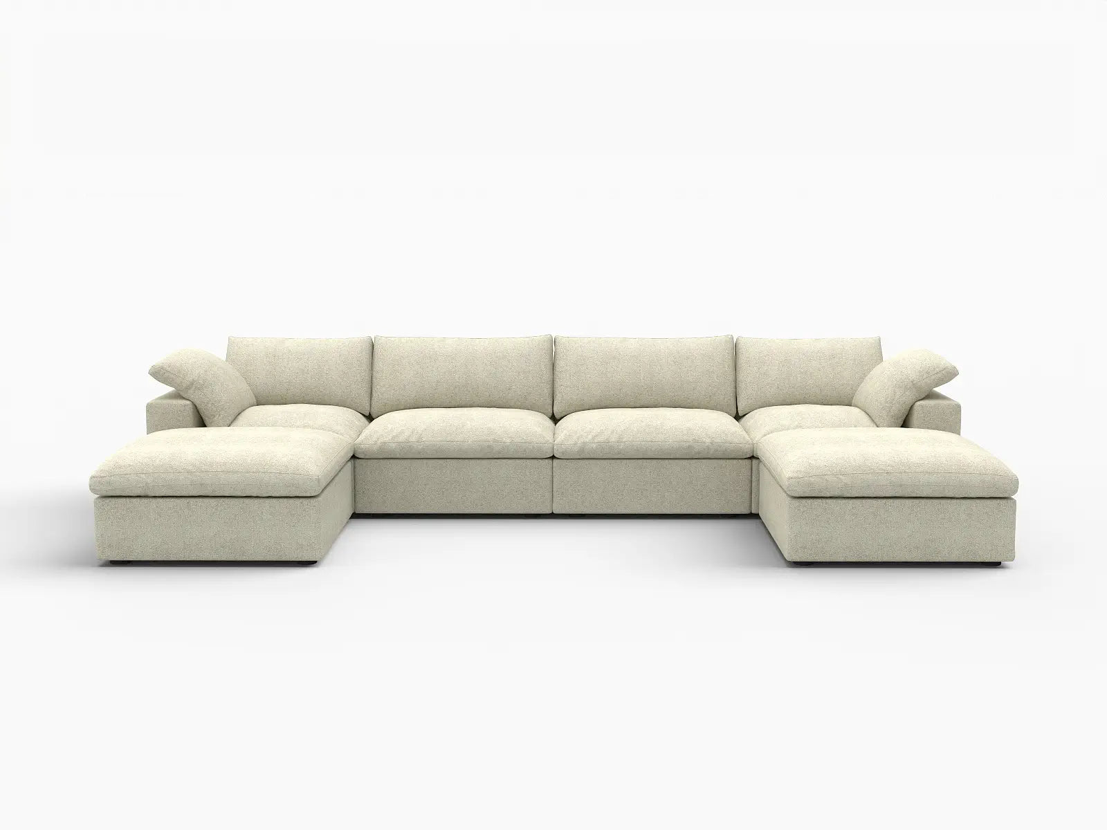 WJS Home 6 Piece Cotton and Linen Khaki U shaped Sectionals 160 Cloud Like Comfort 4 Seater_4