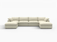 WJS Home 6 Piece Cotton and Linen Khaki U shaped Sectionals 160 Cloud Like Comfort 4 Seater_4