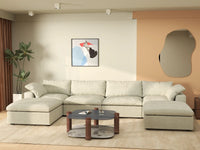 WJS Home 6 Piece Cotton and Linen Khaki U shaped Sectionals 160 Cloud Like Comfort 4 Seater_6