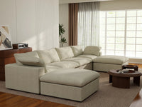 WJS Home 6 Piece Cotton and Linen Khaki U shaped Sectionals 160 Cloud Like Comfort 4 Seater_7