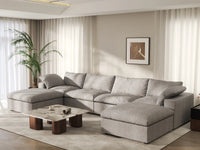 WJS Home 6 Piece Cotton and Linen Light Grey U shaped Sectionals 160 Removable _ Washable Covers 4 Seater_1