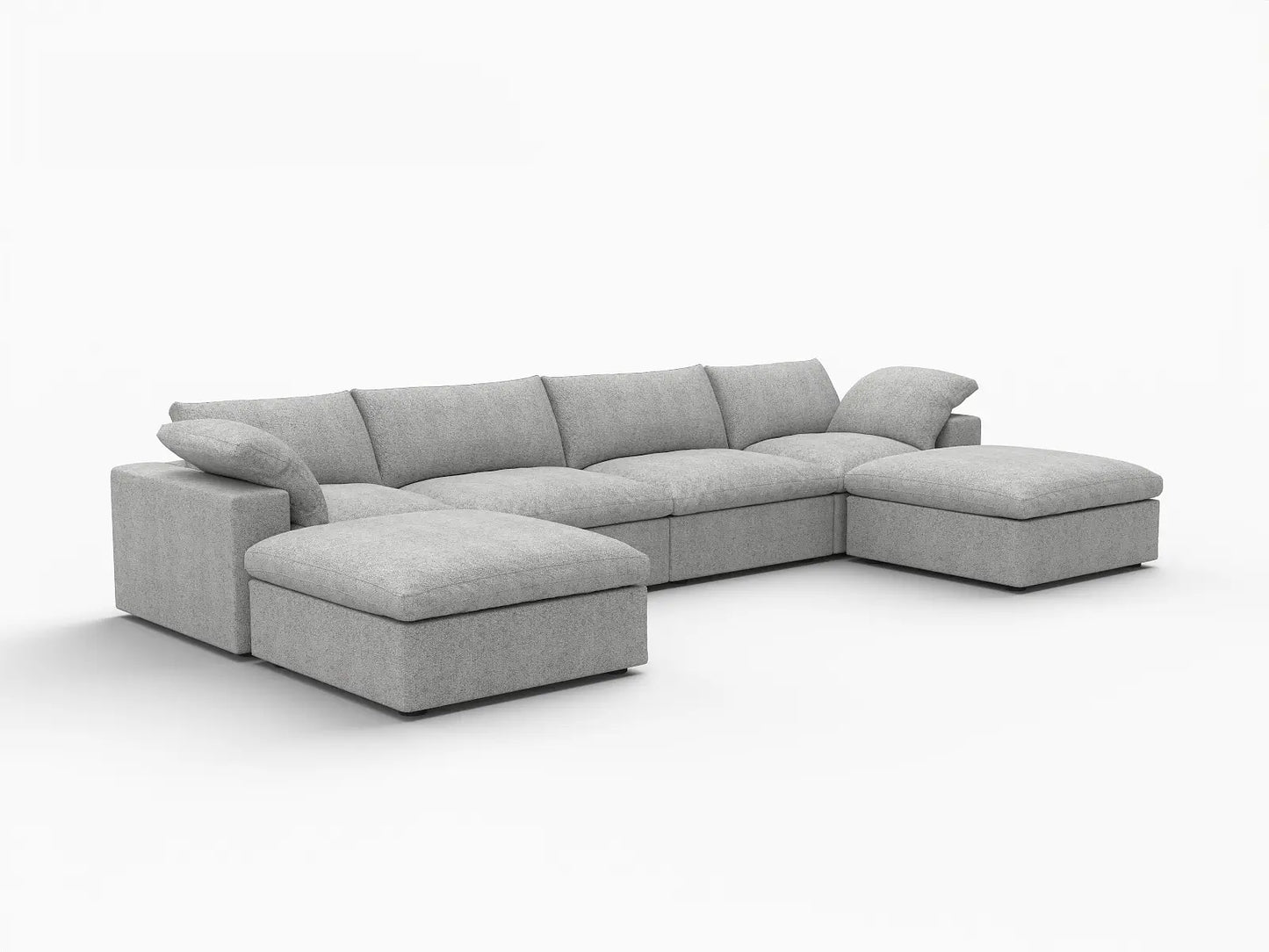 WJS Home 6 Piece Cotton and Linen Light Grey U shaped Sectionals 160 Removable _ Washable Covers 4 Seater_5