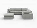 Deluxe Premium Cloud Sectional Sofas Covers | Light Grey Cotton and Linen Sofa Cover for 5-Seater With Ottoman