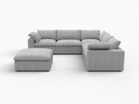 WJS Home 6 Piece Cotton and Linen Light Grey V shaped Sectionals 160 Cloud Like Comfort 5 Seater_4