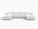 Deluxe Premium Cloud Sectional Sofas Covers | White Cotton and Linen Sofa Cover for 4-Seater With 2 Ottomans