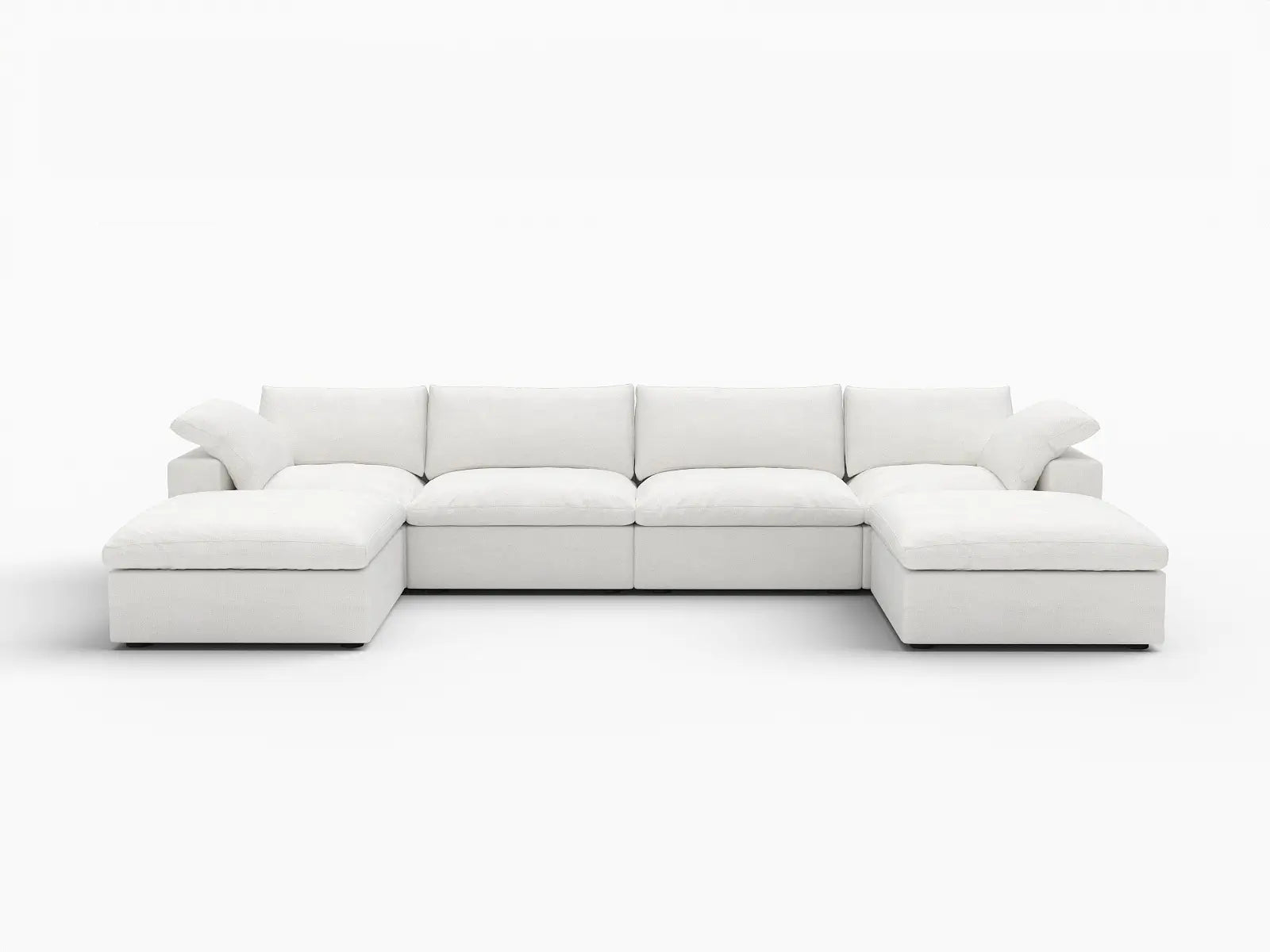 WJS Home 6 Piece Cotton and Linen White U shaped Sectionals 160 Storage Ottoman 4 Seater_4