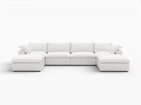 WJS Home 6 Piece Cotton and Linen White U shaped Sectionals 160 Storage Ottoman 4 Seater_4