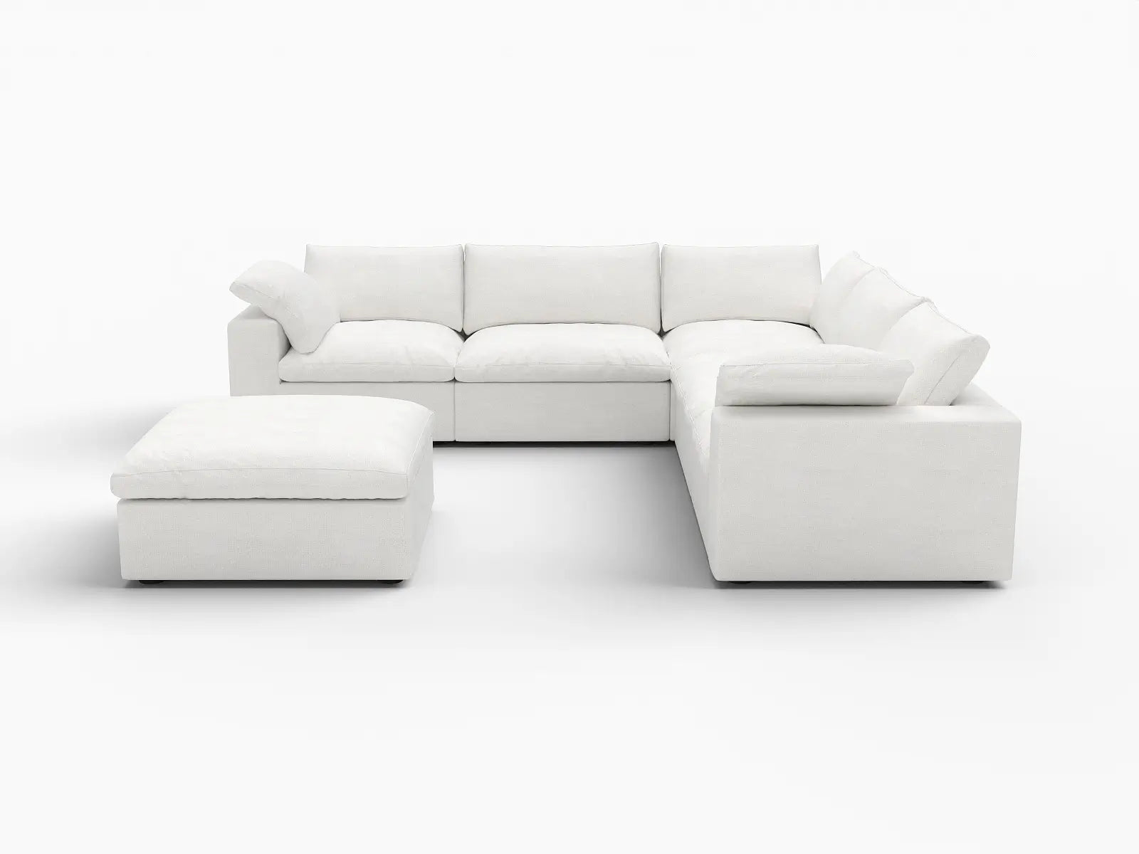 WJS Home 6 Piece Cotton and Linen White V shaped Sectionals 160 Removable _ Washable Covers 5 Seater_4