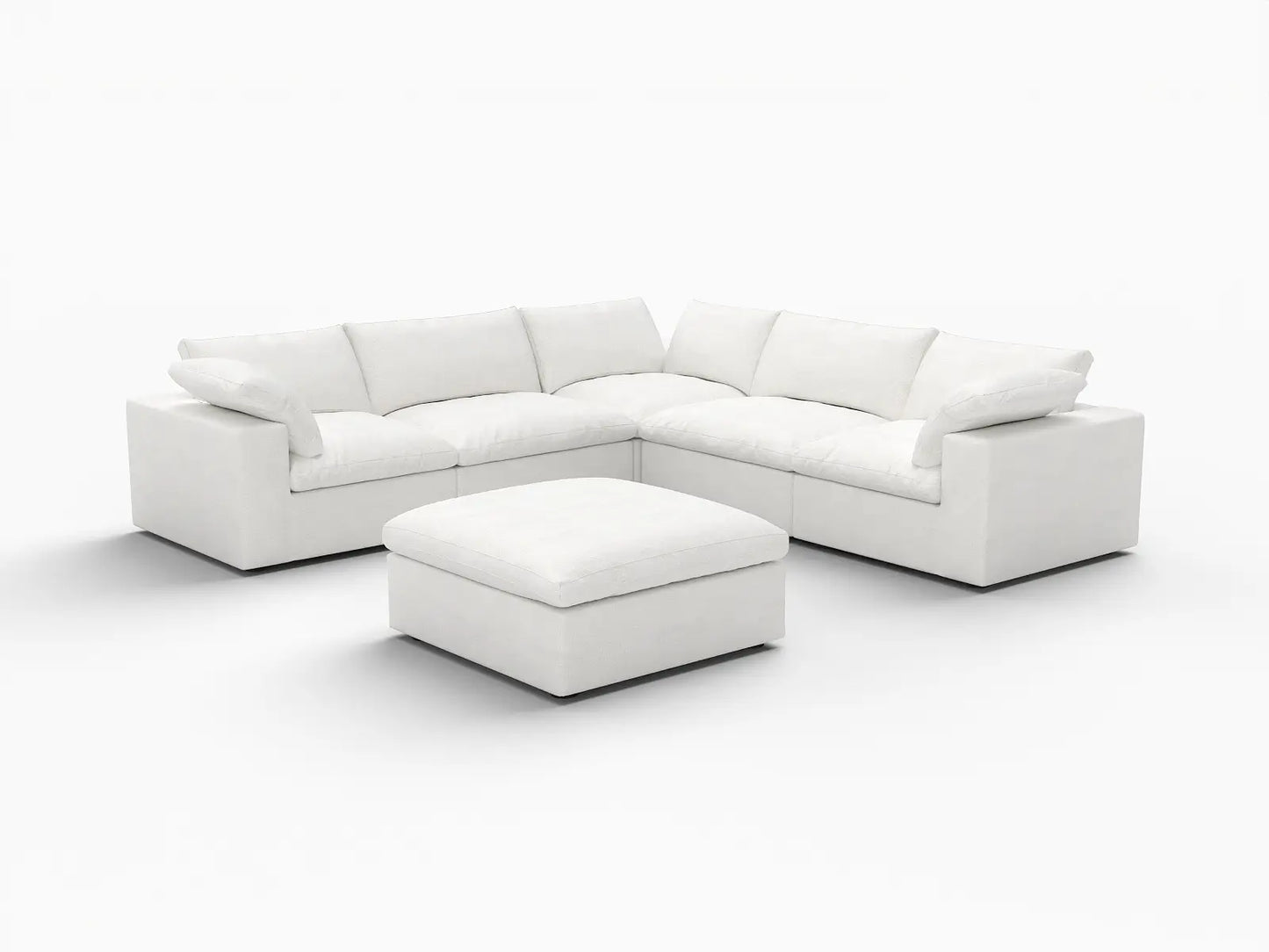 WJS Home 6 Piece Cotton and Linen White V shaped Sectionals 160 Removable _ Washable Covers 5 Seater_5