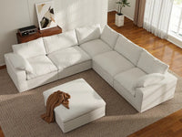 WJS Home 6 Piece Cotton and Linen White V shaped Sectionals 160 Removable _ Washable Covers 5 Seater_8