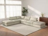 WJS Home 6 Piece Khaki Cotton and Linen L Shaped Sectionals 4 Seater_3
