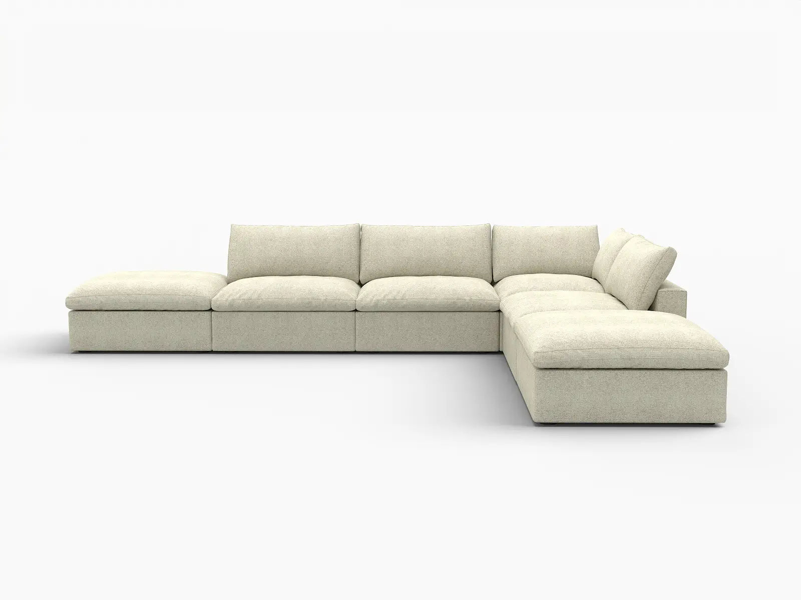 Deluxe Premium Cloud Sectional Sofas Covers | Khaki Cotton and Linen Sofa Cover for 4-Seater With 2 Ottomans