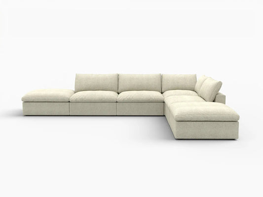 WJS Home 6 Piece Khaki Cotton and Linen L Shaped Sectionals 4 Seater_4