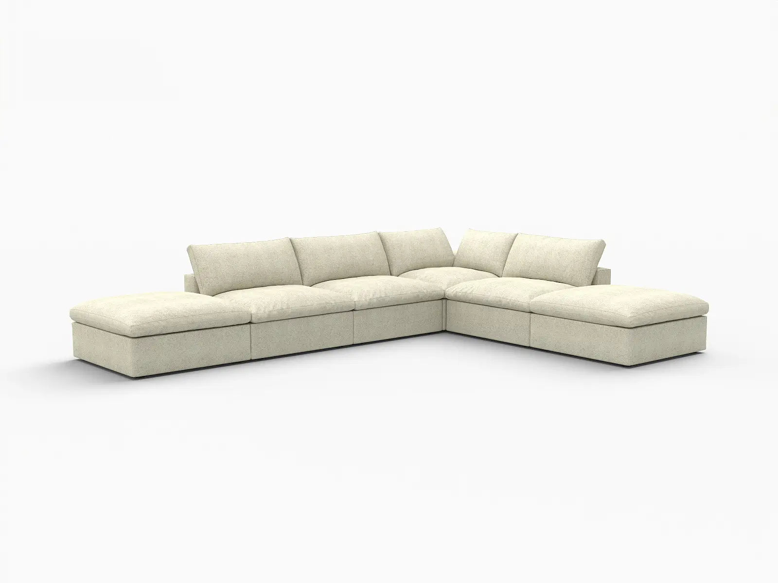WJS Home 6 Piece Khaki Cotton and Linen L Shaped Sectionals 4 Seater_5