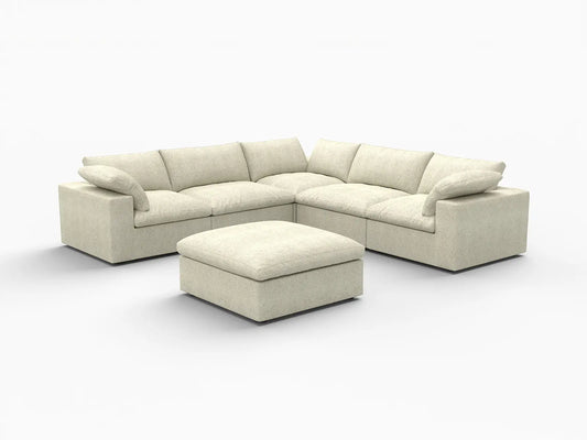 WJS Home 6 Piece Khaki Cotton and Linen Sofa Sets 5 Seater_5