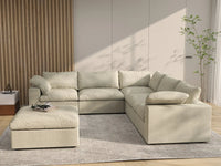 WJS Home 6 Piece Khaki Cotton and Linen Sofa Sets 5 Seater_6