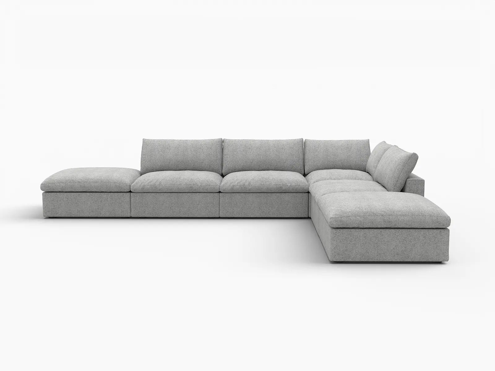 WJS Home 6 Piece Light Grey Cotton and Linen L Shaped Sectionals 4 Seater_4