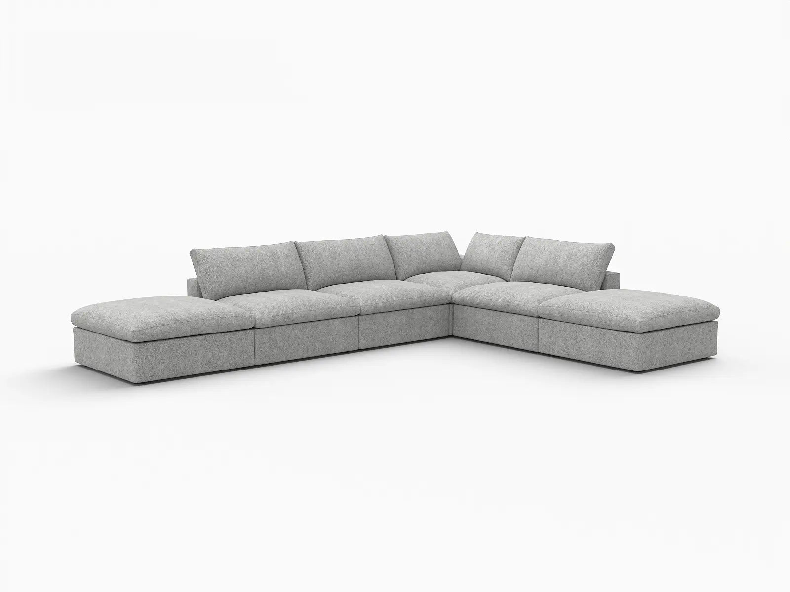 WJS Home 6 Piece Light Grey Cotton and Linen L Shaped Sectionals 4 Seater_5