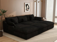 WJS Home 6 Piece Linen Black Pit Sectionals 120 Adjustable Backrest Pillows 3 seater_1