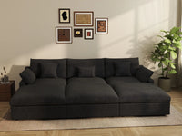 WJS Home 6 Piece Linen Black Pit Sectionals 120 Adjustable Backrest Pillows 3 seater_6