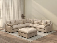 WJS Home 6 Piece Linen Khaki Sofa Sets 5 Seater With 1 Ottoman_3