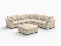 WJS Home 6 Piece Linen Khaki Sofa Sets 5 Seater With 1 Ottoman_5