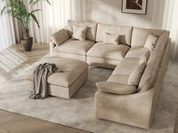 WJS Home 6 Piece Linen Khaki Sofa Sets 5 Seater With 1 Ottoman_7