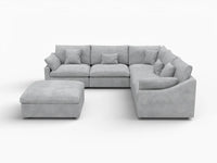 WJS Home 6 Piece Linen Light Grey Sofa Sets 5 Seater With 1 Ottoman_4