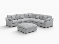 WJS Home 6 Piece Linen Light Grey Sofa Sets 5 Seater With 1 Ottoman_5