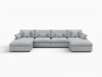 WJS Home 6 Piece Linen Light Grey U shaped Sectionals 160 Adjustable Backrest Pillows 4 Seater_4