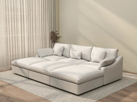 WJS Home 6 Piece Linen White Pit Sectionals 120 Adjustable Backrest Pillows 3 Seater_3