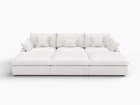 WJS Home 6 Piece Linen White Pit Sectionals 120 Adjustable Backrest Pillows 3 Seater_4