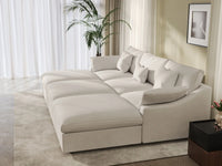 WJS Home 6 Piece Linen White Pit Sectionals 120 Adjustable Backrest Pillows 3 Seater_7