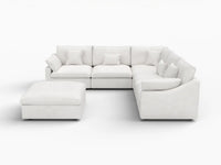 WJS Home 6 Piece Linen White Sofa Sets 5 Seater With 1 Ottoman_4