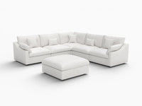 WJS Home 6 Piece Linen White Sofa Sets 5 Seater With 1 Ottoman_5