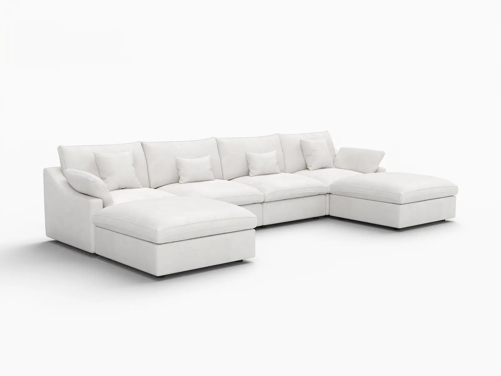 WJS Home 6 Piece Linen White U shaped Sectionals 160 Adjustable Backrest Pillows 4 Seater_5